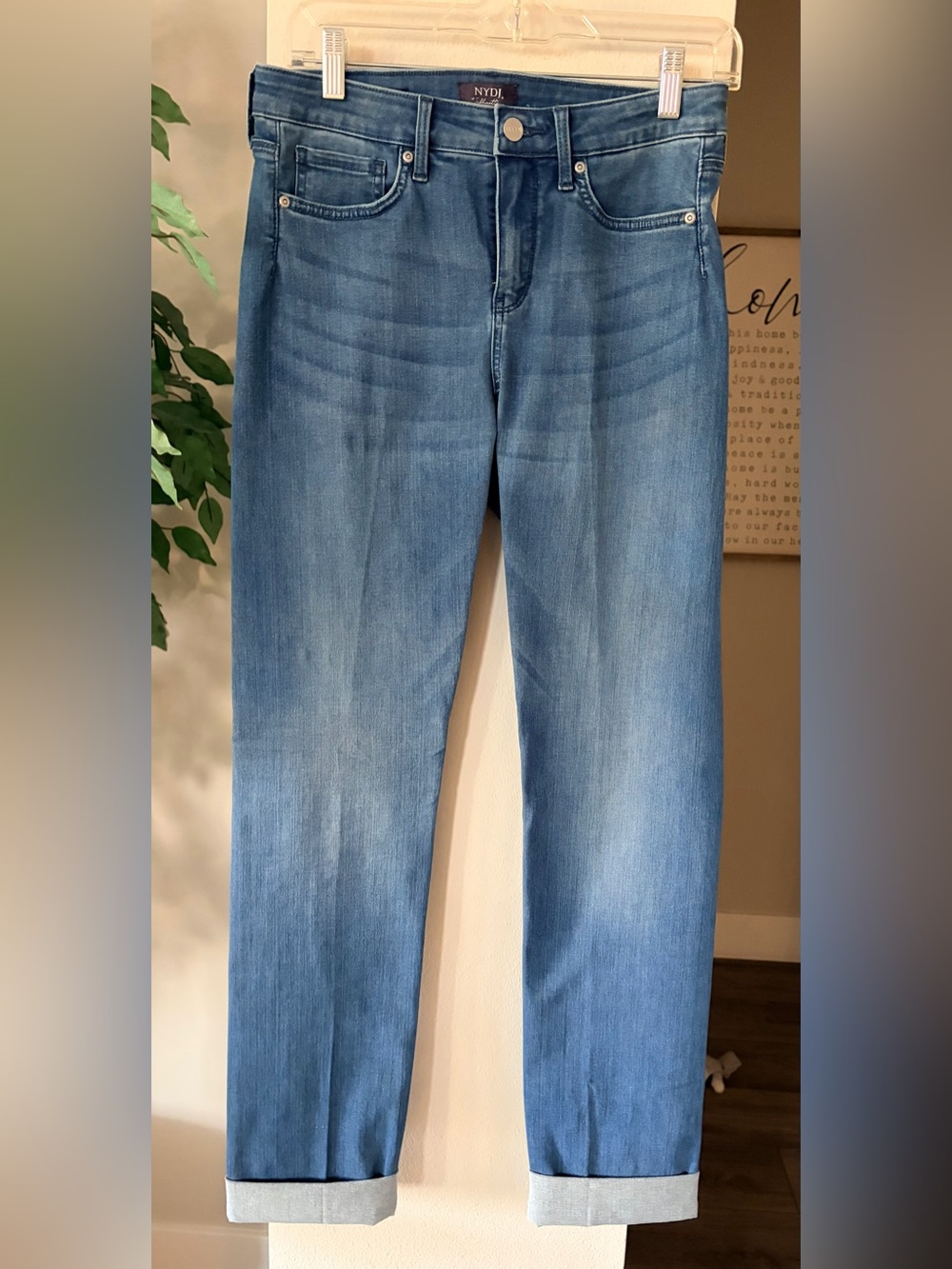 NYDJ Light Blue Sheri Slim Jeans w/Rolled Cuff; Size 4T